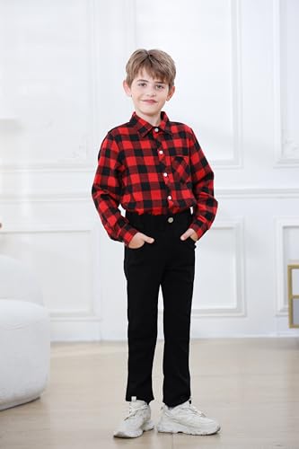 Image of Betusline Boy and Men Button Down Plaid Shirt