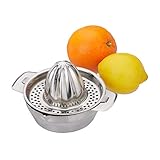 Relaxdays Exprimidor Zumo, Extractor de Jugo Doble con colector, Manual, Plateado, Acero Inoxidable