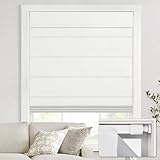 UNISHADES No Tools schnurlose Raffrollos für Innenfenster, ohne Bohren, für Fenstergröße 50,8 cm B x 162,6 cm H, 100 % Verdunkelung, Leinen, Nebelweiß (tatsächliche Maße erhalten 49 cm B x 162,6 cm H)