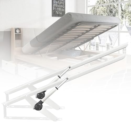 Nicvrea Mecanismo Eléctrico de Elevación de Cama Resistente con Control Remoto - Elevadores de Cama de Acero Plegables, Soporta hasta 600 Kg para Camas con Canapé y Bases White-110cm