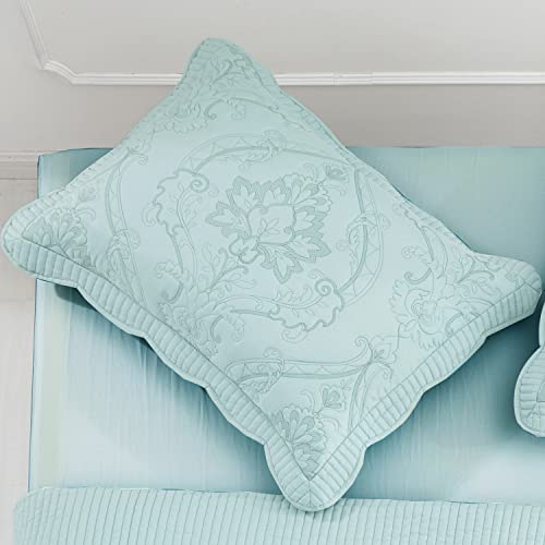 Image of CHIXIN Microfiber King Pillow Shams Set of 2 - Quilted Decorative Pillow Covers - Seaglass - Size (20 inch x 36 inch)