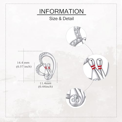 Boucles d'oreilles de sport bowling légères en argent véritable