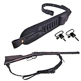 Echter Leder-Gewehrriemen verstellbar – Für Kaliber .357, .30-30, .35 & .38 Patronen (Schwarz mit...