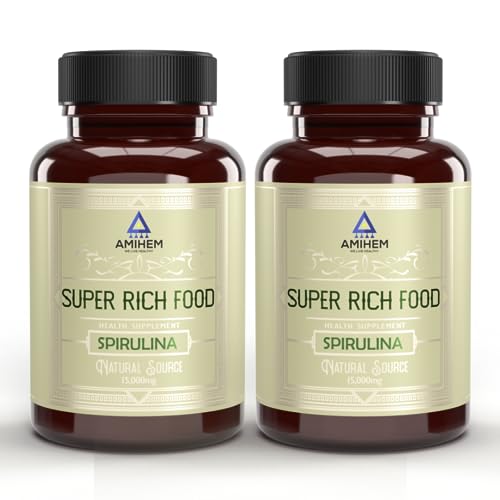 Image of Spirulina Capsules 1000mg Per Serving | Supports Gut Health, Eye Health, Energy, Endurance & Immunity | 30 Capsules Per Bottle | Pack of 2