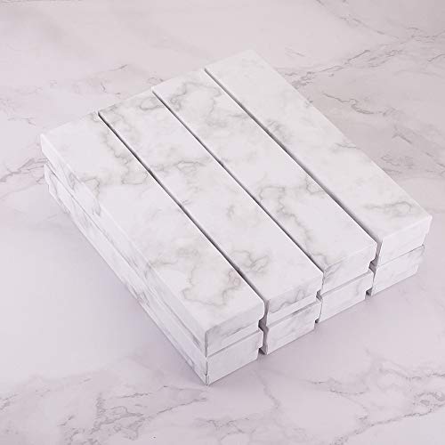 Benecreat 8 Pack Kraft Rectangle Cardboard Jewelry Boxes Marble White Necklace Bracelet Box For Jewelry Set, Valentine's Gift Packaging, 8X1.7X1.2 #TOP2