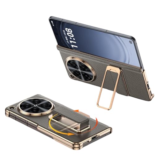 OPPO Find N6 �Ή� �{�v�f���A�����ϏՌ��P�[�X 270° ��]���X�g�o���h�X�^���h�t�� �q���W���S�ی� �����Y�K�[�h�t�� (�O���[)