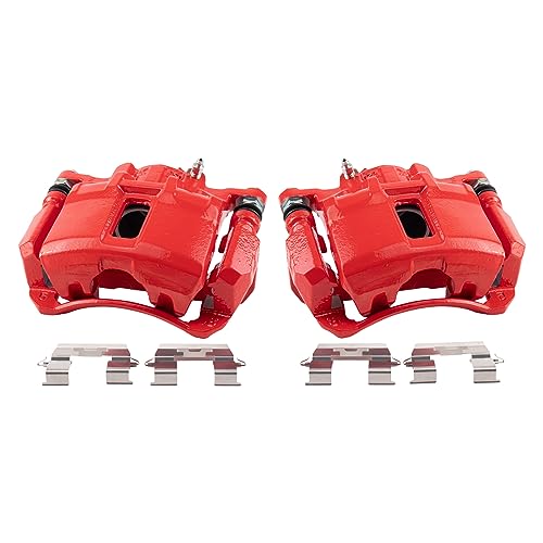 Image of TRQ Performance Front Driver and Passenger Side Brake Caliper Set Caliper Brackets Compatible with 2003-2007 Honda Accord 3.0L V6 Front Wheel Drive Automatic Transmission ABS Sport Coupe
