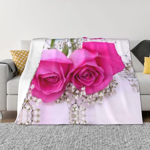 Couverture légère pour lit canapé chaise rose imprimé rose multi-usage - 4