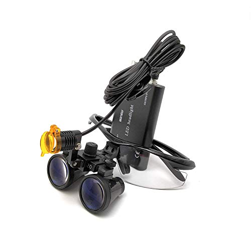 Image of EAST Brand 3.5X 420mm Working Distance Optical Glass Surgical Binocular Loupes and LED Head Light Lamp with Filter Aluminum Box Style(Black)