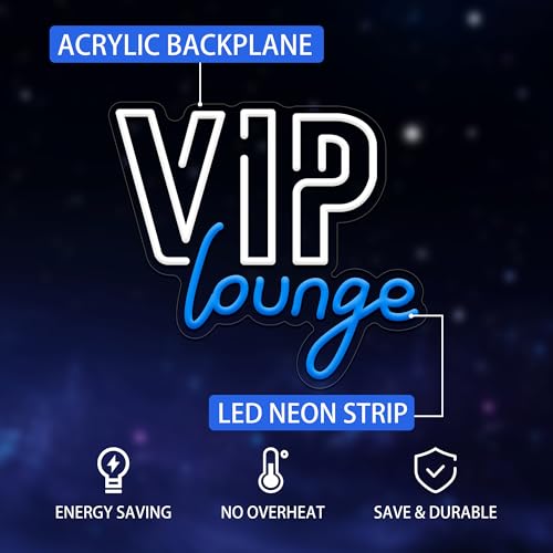Image of VIP Lounge Neon Signs for Wall Decor, VIP Neon Lights Signs for Room Decor, Led Light Up Sign with USB Powered for Bar, Hotel, Cafe, VIP Room, Home Decoration