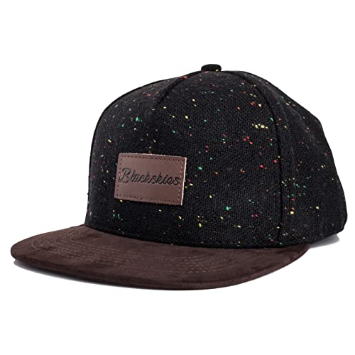 Blackskies® Obsidian Snapback Cap | Visera Suede Unisex Gorra de béisbol Lana - Negro Melt