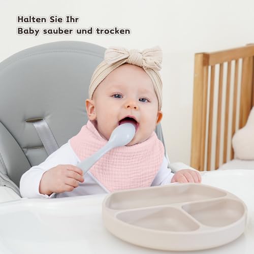 Susurration Lätzchen Baby Dreieckstuch Baby Musselin Halstuch Baby für Junge und Mädchen,Sabberlätzchen Baby Verstellbare (Rosabraun) – Ansicht 3