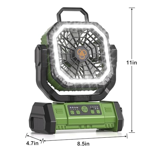 Vicsoon Portable Rechargeable Fan 20000mAh, Battery Powered Camping Fan with LED Light& Remote,Cordless,4 Speeds Wind,Timer for Tent,Travel,Rv Camping Essentials (Green) - Image 9