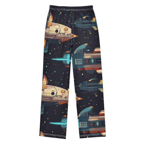 ZZXXB Cute Spaceship Boys Long Pants Soft Trousers Elastic Waist Kids Lounge Bottoms with Pockets S-XL