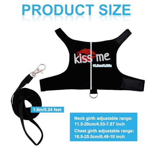 Image of Bearded Dragon Leash and Harness Set, Cute Adjustable Lizard Reptile Harness Costume Clothes with Short Leash for Small Pets Animal Amphibians Chameleons Accessories Outdoor Walking (Style B, Black)