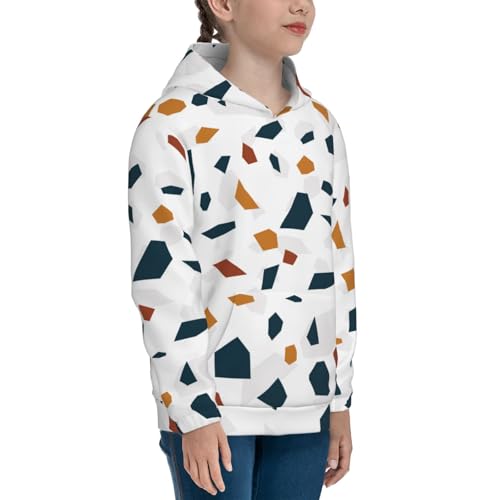 Terrazzo Tile Pattern Kids Pullover Hoodies Boys Sweatshirts Girls Athletic Clothes with Pocket3