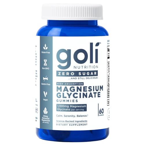 Goli Zero Sugar Magnesium Gummies - 260mg Magnesium Vitamin D No Artificial Sweeteners No Sugar Alcohols. Gelatin-Free Gluten-Free Vegan & Non-GMO (1)