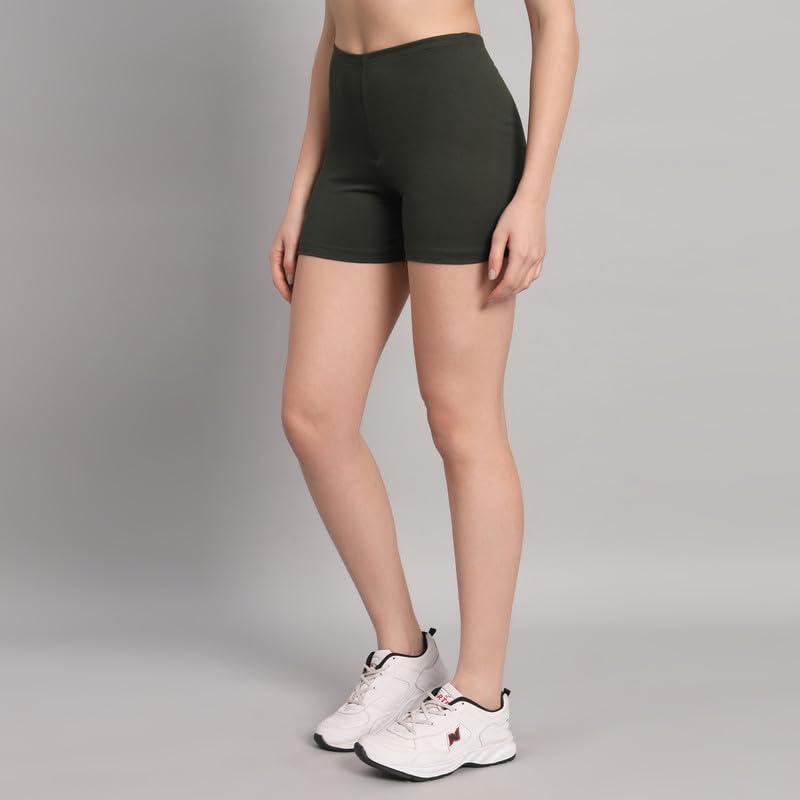 Image of Women's Workout Yoga Athletic Running Dance Gym Shorts High Waist Cheerleader Volleyball Short Pants Green