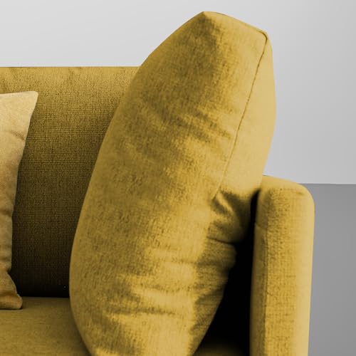 Image of Carina RHS 6 Seater L Shape Sofa Set with Center Table for Living Room (Yellow Fabric) Premium Fabric Sofa