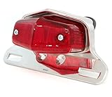 4into1 Lucas Style Tail Light Assembly - Chrome w/Red Lens - Motorcycle Scooter Dirt Bike