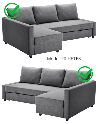 Milica Gepolsterter Bezug kompatibel mit IKEA Friheten Ecksofa | Waschbarer Schutz in elegantem Design | Für Linke oder rechte Chaiselongue geeignet | Für Haustiere und Kinder geeignet | Farbe Rot