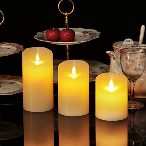 Velas de LED sin Llama, ALED LIGHT Pack de 3 Blanco Cálido más Multicolores Velas Electricas de Cera Reales con Mando a Distancia y Temporizador Velas Decorativas de pilas para Decoración, Bodas