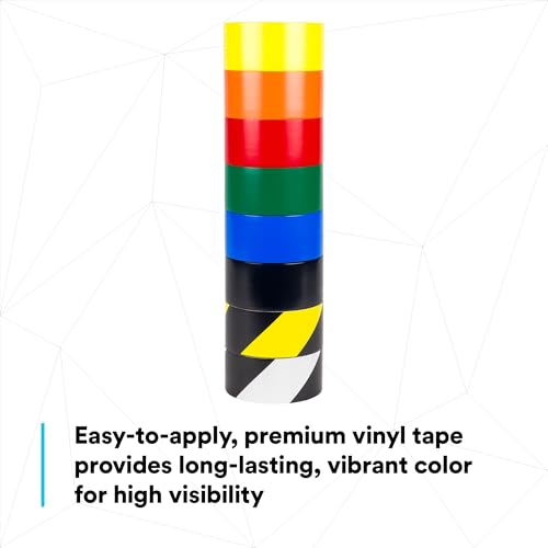Image of 3M Caution and Safety Marking Vinyl Tape 5S Color Coding Pack - Variety Pack - High-Visibility, Colorful Hazard Marking - 8 Rolls /Case