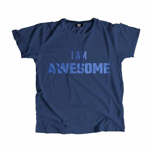 T-shirt bleu marine I AM Awesome vêtements unisexes mode été col rond