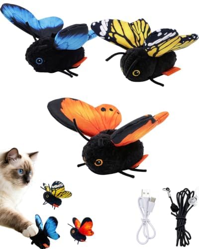 Smart Sensing Flapping Butterfly Toy Interactive Cat, Interactive Butterfly Cat Toy,Realistic Wing Motion Encourages Stalking,Sensor Triggered,Durable Plush Build, Great for Solo Play & Daily Cat Play