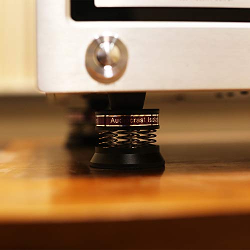Audiocrast Spring Speaker Isolation Stand Feet, Aluminum Non-Slip Speaker Floor Protectors, Sound Dampening Anti Vibration Speaker Base Pad For Hifi Amplifier/Dac/Turntable/Player 4Pcs (Black) #TOP4
