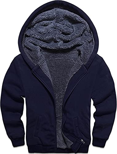 Swisswell Boys Fleece Hoodie Full Zip Hooded Sweatshirt With Thick Sherpa Lined (Blue,14-15) #TOP13