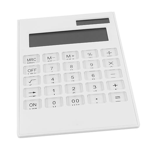 Calcolatrice Solare Ultrapiatta con Grandi Desktop Compatta e Durevole per Studenti e Contabili bianco