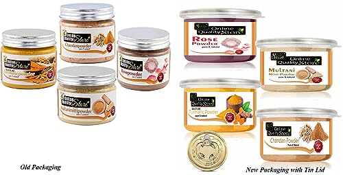 Image of Online Quality Store Multanimitti, Chandan, Kasturi Turmeric & Rose Powder Combo | Fuller Earth Bentonite Clay | Kasthuri Manjal Wild Turmeric Face Mask (500g)