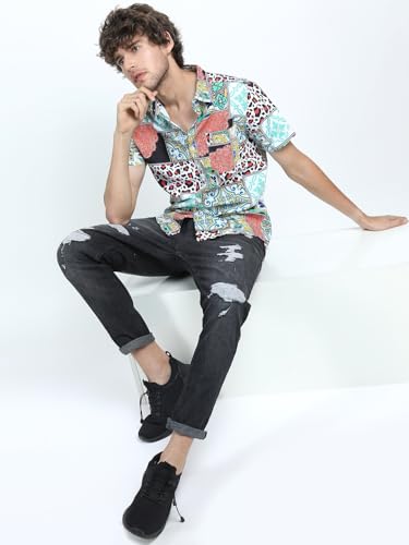 Image of Highlander Men's Slim Fit Shirts | Printed | Half Sleeves | Semi Cut Away | Casual Shirts | Stylish Shirt