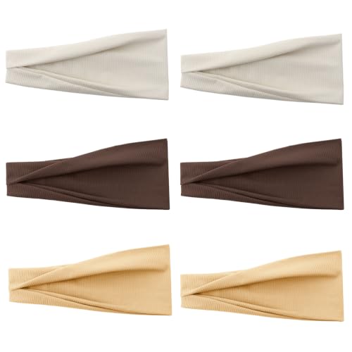 Image of DRESHOW 6 Pack Yoga Sports Headbands for Women Elastic Non-Slip Headbands Running Workout Hair Bands