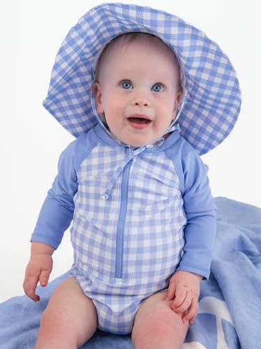 Image of RUGGEDBUTTS Baby /Toddler Boy Swimsuit, One Piece Zipper Rash Guard Sunsuit with UPF 50+ Sun Protection