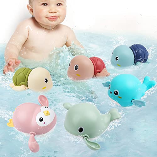 Image of Baby Bath Toys, 6 Pack Cute Swimming Water Bath Toys for Toddlers Boy Girls Toys for 1 2 3 4 Year Old, Floating Wind-up Bathtub Toys for Baby Pool Toys Toddler 1-3