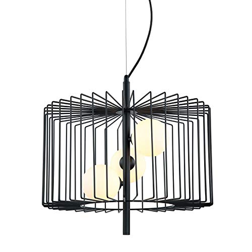 Italux Daren - Modern Hanging Pendant Black 3 Light with Black, White Shade, G9