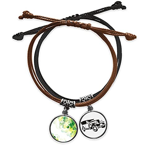 Trèfle à quatre feuilles sur bracelet corde et cuir pour vos sorties