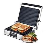 AVERA Plancha Eléctrica Panini XL 3 en 1 Placas para Grill, Hot cakes y Waffles, Parrilla con apertura 180°, Temperatura...
