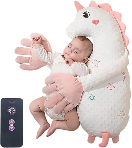 【赤ちゃん 寝かしつけ 電動トントン】 おやすみ枕 ぬいぐるみ パタパタ 自動トントン ベビー スリープヘルパー 3段階振動 夜泣き 対策 リモコン付 洗濯可能 出産祝い ギフト (ピンク)