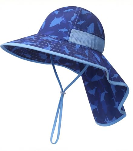 Image of icolor Kids Sun Hat UPF50+ Sun Protection Bucket Hat Toddler Summer Beach Play Hats with Neck Flap for Girl Boy Ages 3~10