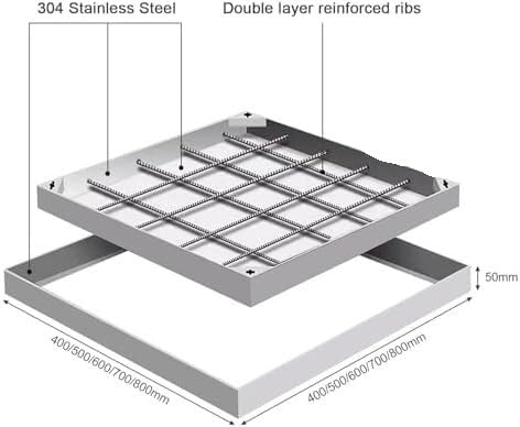 Unterputz-Revisionsdeckel aus Edelstahl, quadratisch, Robustes, wetterbeständiges Design