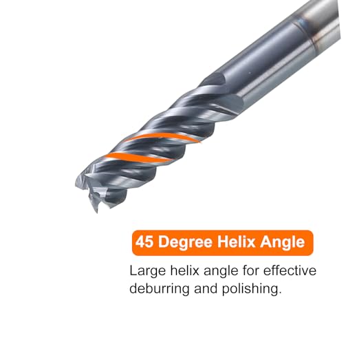 Image of HARFINGTON 5pcs Carbide Square Nose End Mill Bit 7 /64 inch Cut Dia 4 Flutes TiAlN Coated Milling Cutter for Hardened Steel Metal (7 /64 inch Shank 3 /8 inch Cut Length 1-1 /2 inch Long 45 Degree HRC53-55)