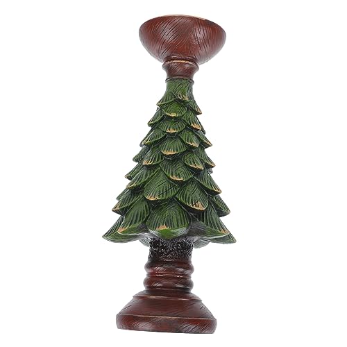 Unomor 1Pc Decorative Resin Christmas Tree Candle Holder Unique Xmas Table Decoration Festive Candle Decor for Holiday Home Adornments for Xmas Tabletop Display