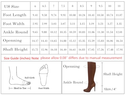 Modatope Womens Boots Knee High Black Platform Boots Stiletto Heel Round Toe Long Boots Zipper Tall Boots Elastic Pu Leather Size 8 thumb #6