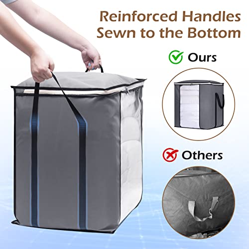 SLEEPING LAMB 120L Extra Large Blanket Storage Bags Breathable Clothes Storage Containers for King Comforter Bedding Pillow Sheet, Grey, 2 Packs by SLEEPING LAMB - Image 3