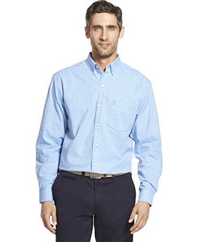 IZOD mens Long Sleeve Stretch Performance Gingham Button Down Shirt, Blue Revival, X-Large US