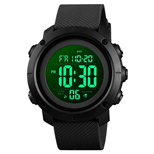 Mens Watch,Digital Sports Watch Waterproof Military Outdoor Black Large Face Watch for Men with Stopwatch LED Back Ligh/Alarm/Date Wrist Watches