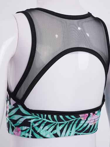 Kids Girls Gymnastics Outfit Tracksuit Cutout Back Crop Tank Sport Bra with Yoga Leggings Compression Tights Sets4